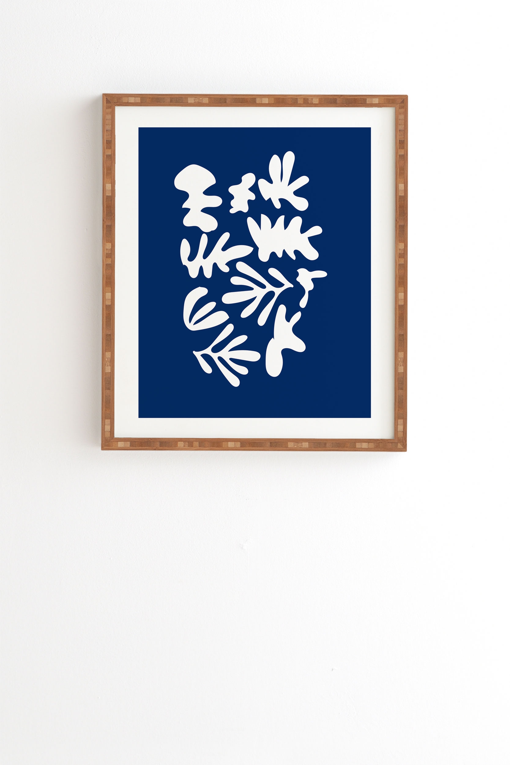 Blue Cut Out by Mambo Art Studio - Framed Wall Art Bamboo 30" x 30" - Image 1