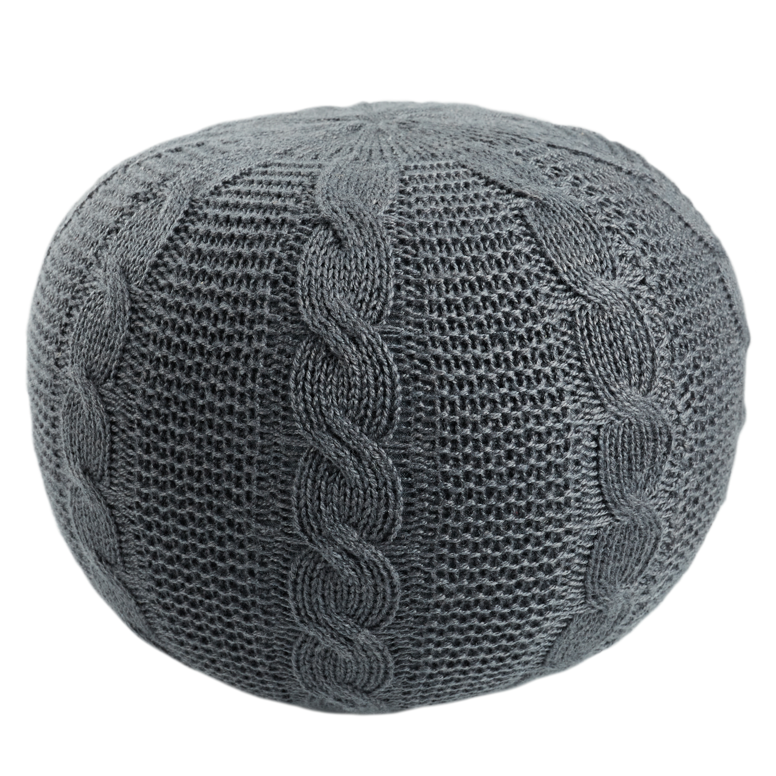 Vibe by Millie Solid Gray Round Pouf - Image 0
