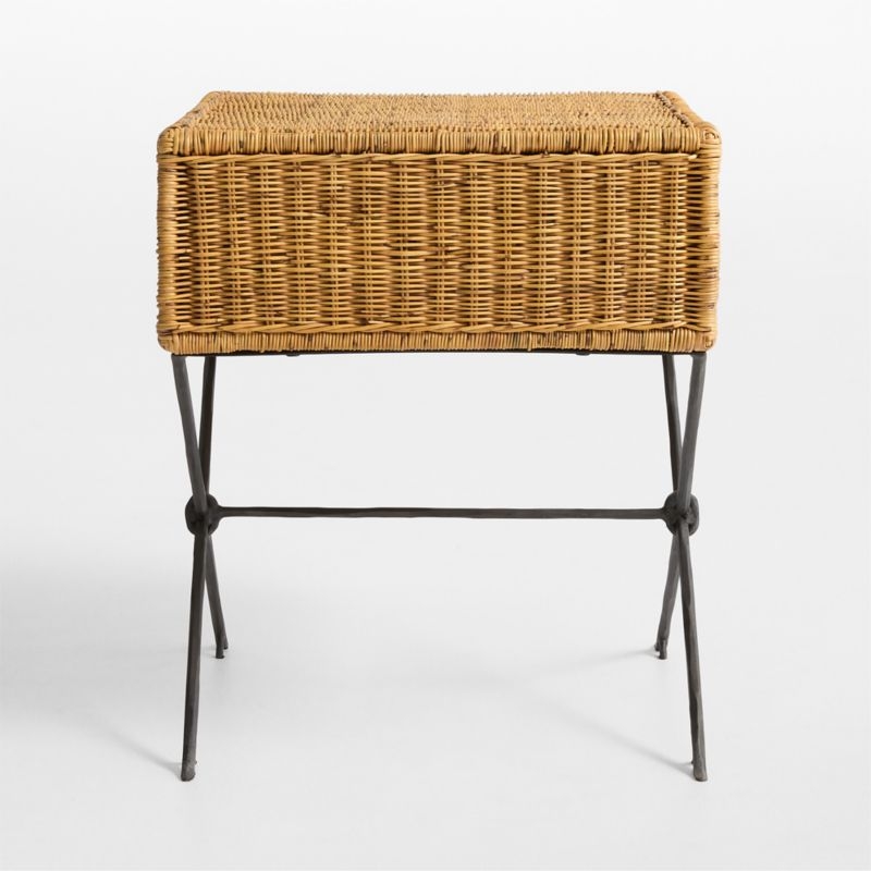 Reed Natural Wicker and Metal 20" End Table by Jeremiah Brent - Image 1