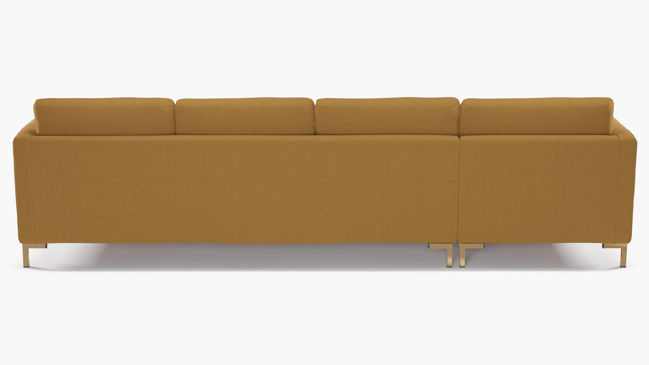 Left Facing Modern Sectional, French Yellow Everyday Linen, Brass - Image 3