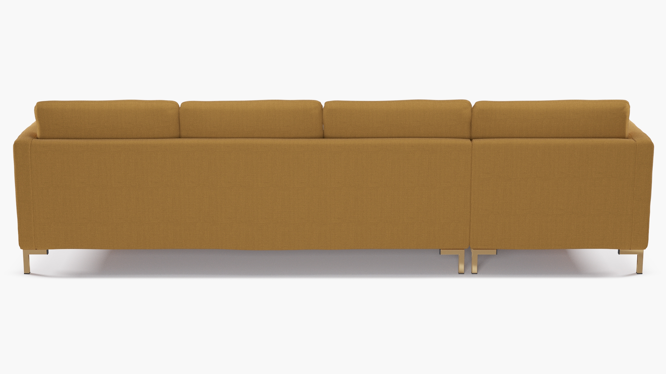 Left Facing Modern Sectional, French Yellow Linen, Brass - Image 3
