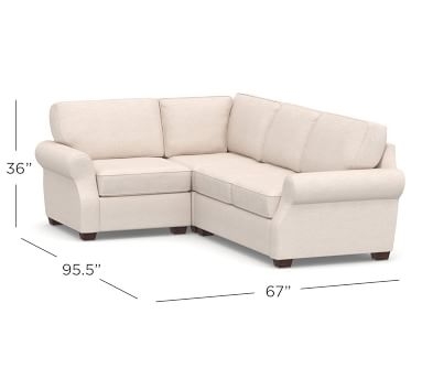 SoMa Fremont Roll Arm Upholstered Left Arm 3-Piece Corner Sectional, Polyester Wrapped Cushions, Performance Chateau Basketweave Ivory - Image 3
