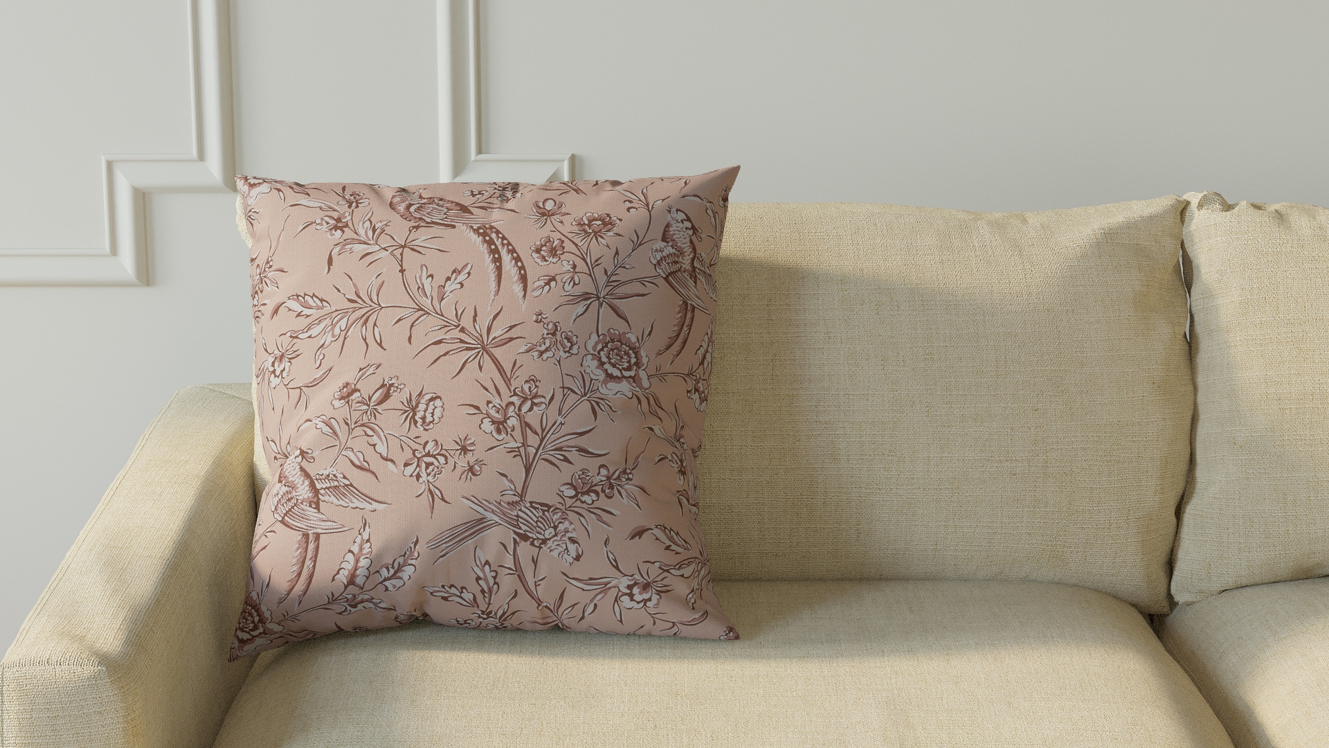 Throw Pillow 20", Blush Aviary, 20" x 20" - Image 2