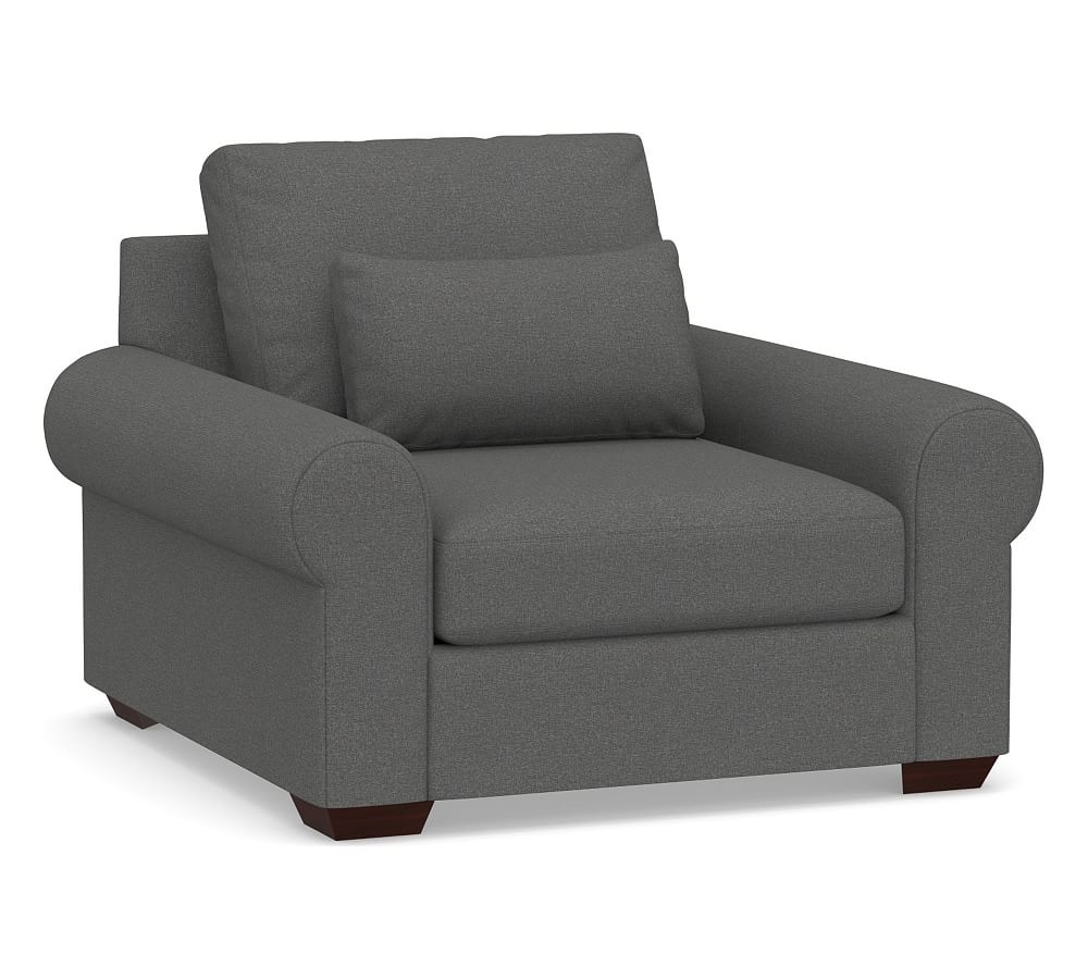 Big Sur Roll Arm Upholstered Deep Seat Armchair, Down Blend Wrapped Cushions, Park Weave Charcoal - Image 0