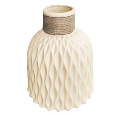 Nordic Style Plastic Faux Ceramics Striped Vase Desktop Decor For Home - Image 0