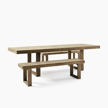 Portside Outdoor Dining Bench, 88.5", Driftwood - Image 3