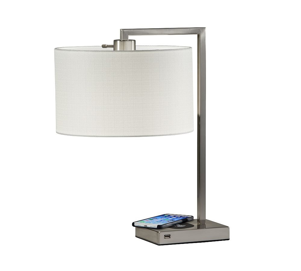 Stonewall PB Charge Table Lamp, Brushed Steel - Image 0