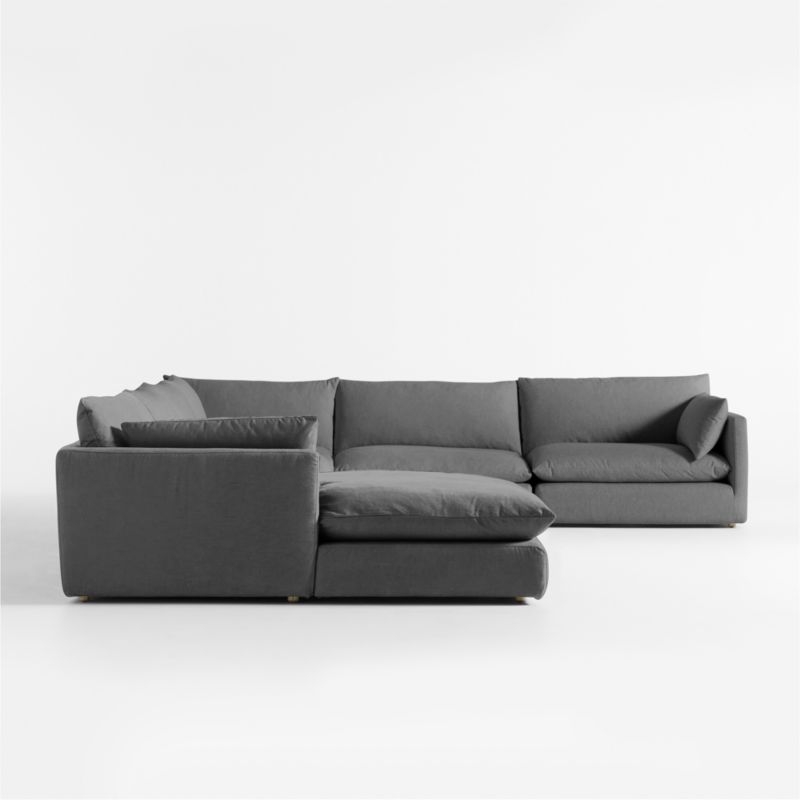 Unwind Modular 6-Piece L-Shaped Slipcovered Sectional Sofa with Chaise Lounge - Image 4