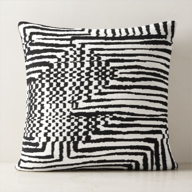 Tala Black and White Wool Throw Pillow Cover 23"x23" - Image 0