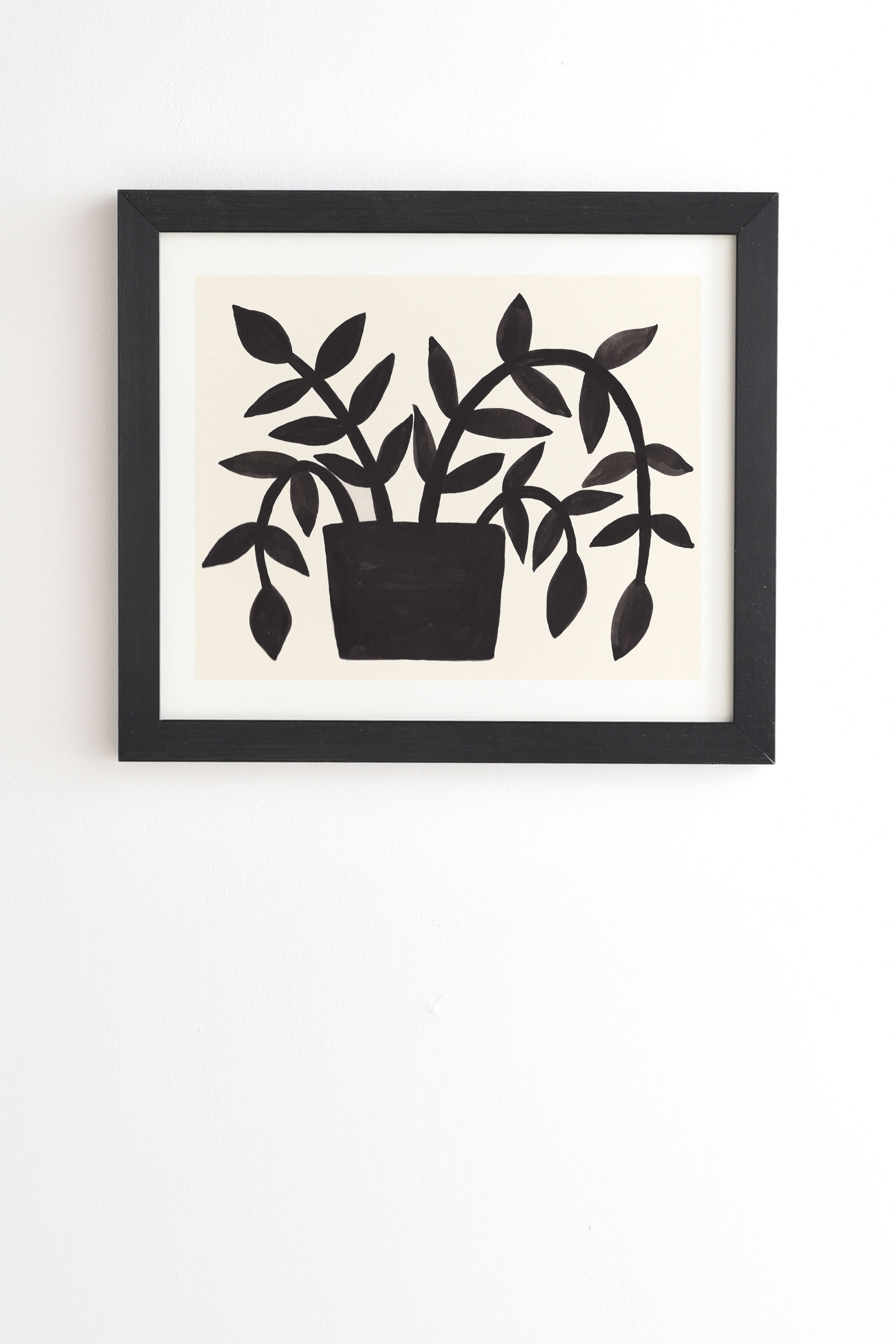 Black Painted Plant by Pauline Stanley - Framed Wall Art Basic Black 30" x 30" - Image 0
