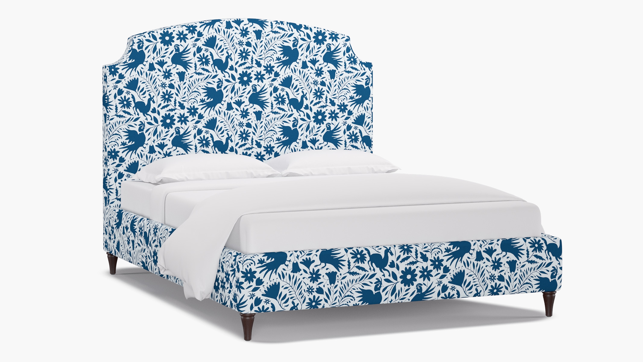 Cove Bed, Cerulean Frida, Espresso Decorative Tapered Leg, King - Image 1
