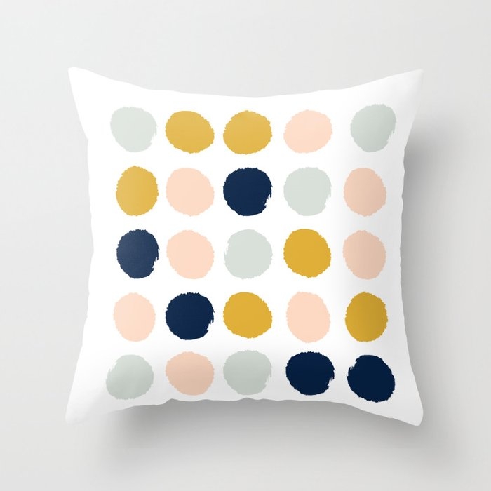 Dot Minimal Trendy Color Palette Gold Silver Metallic Minimal Home Decor Throw Pillow by Charlottewinter - Cover (18" x 18") With Pillow Insert - Indoor Pillow - Image 0