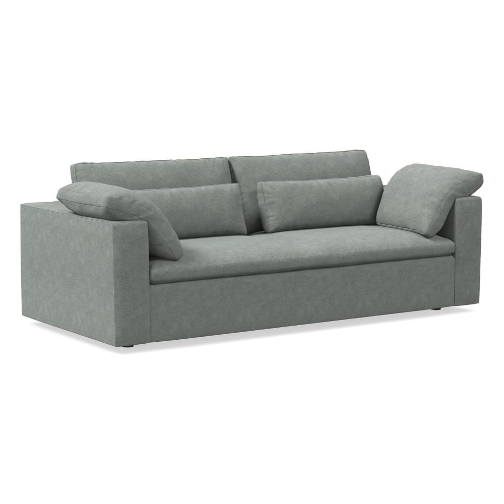 Harmony Modular 92" Bench Cushion Sofa, Standard Depth, Distressed Velvet, Mineral Gray - Image 0