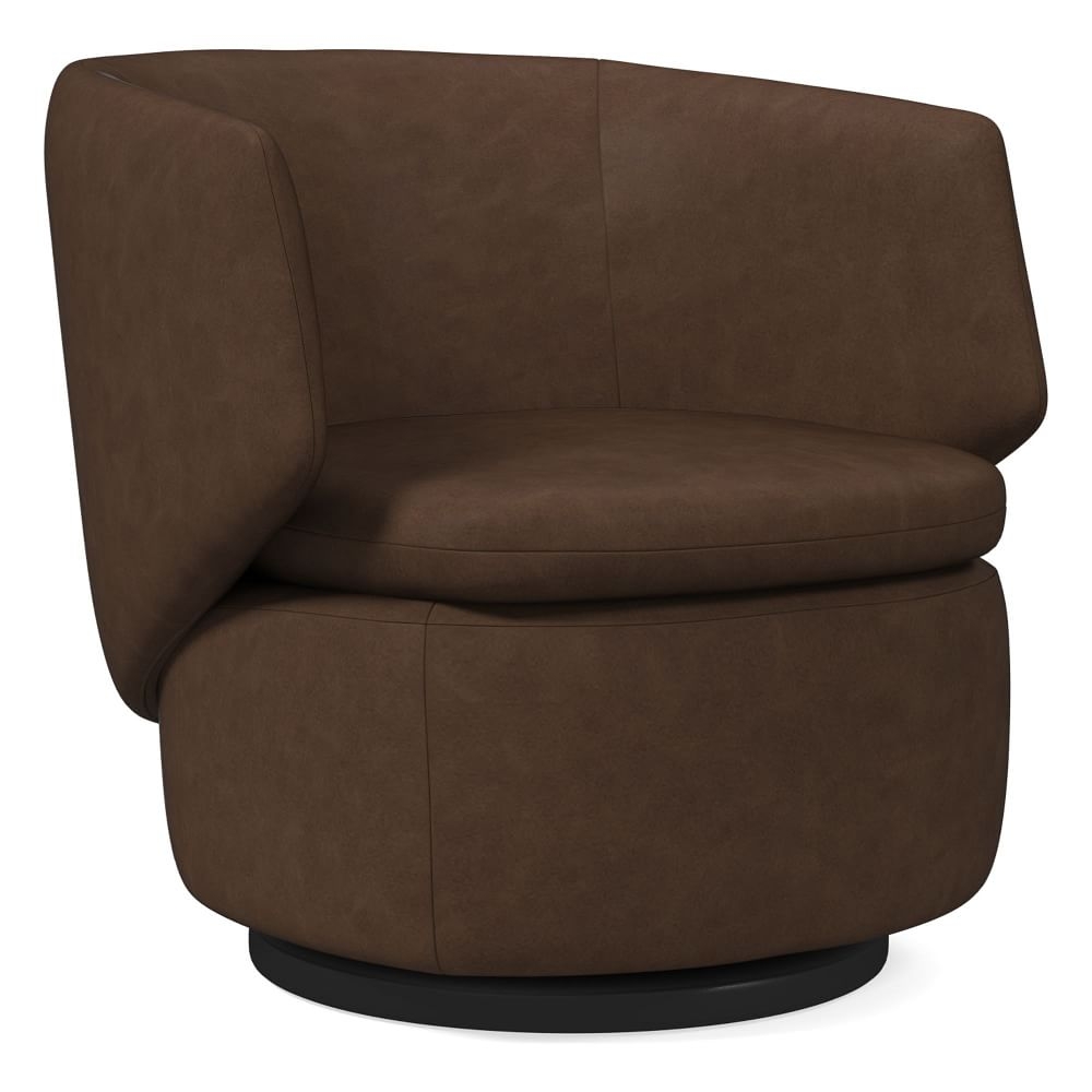 Crescent Swivel Chair, Poly, Vegan Leather, Molasses - Image 0