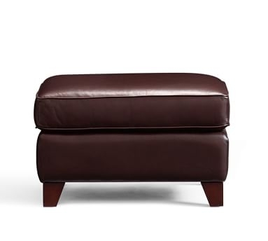 Cameron Leather Ottoman, Polyester Wrapped Cushions, Churchfield Camel - Image 1