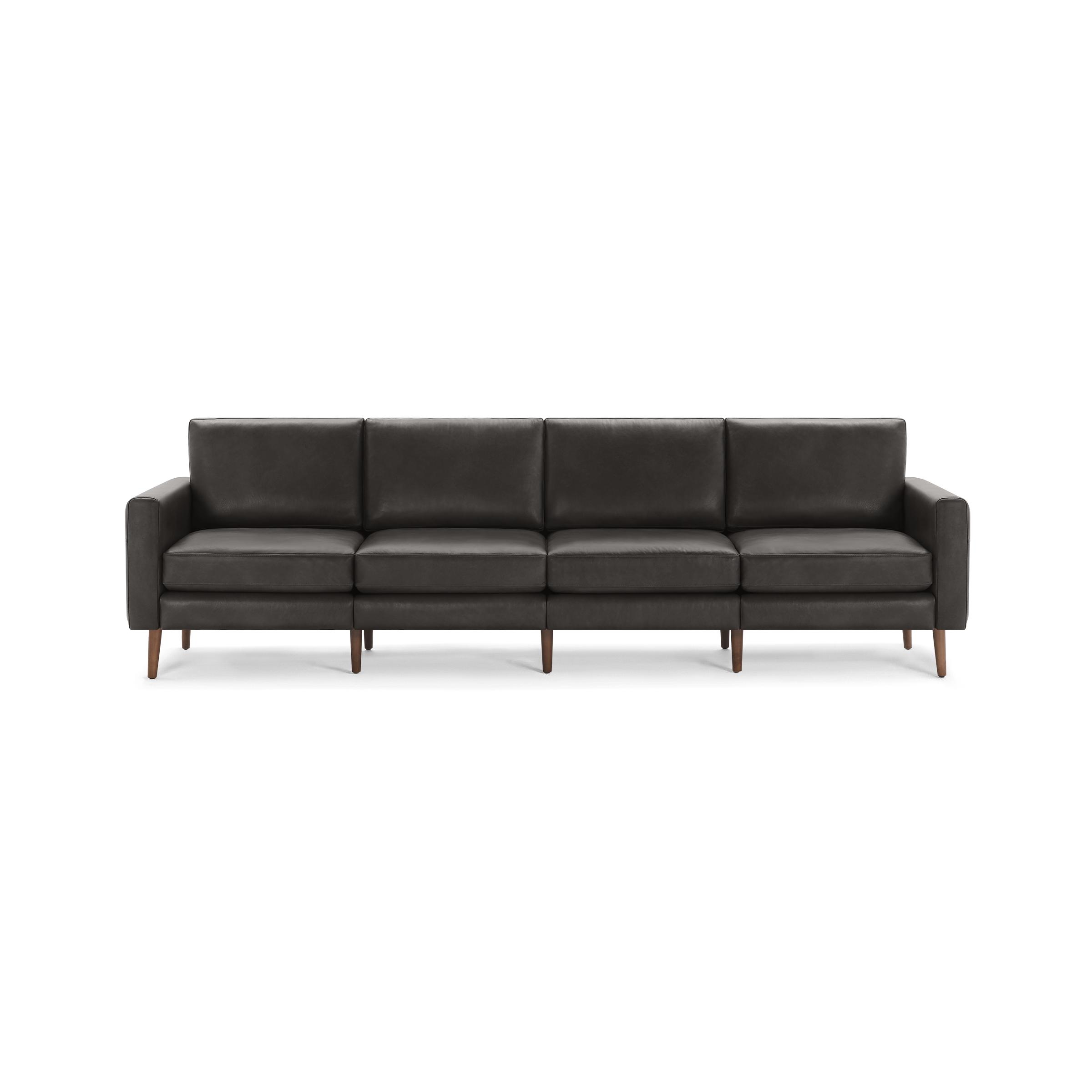Nomad Leather King Sofa in Slate, Walnut Legs, Leg Finish: WalnutLegs - Image 0