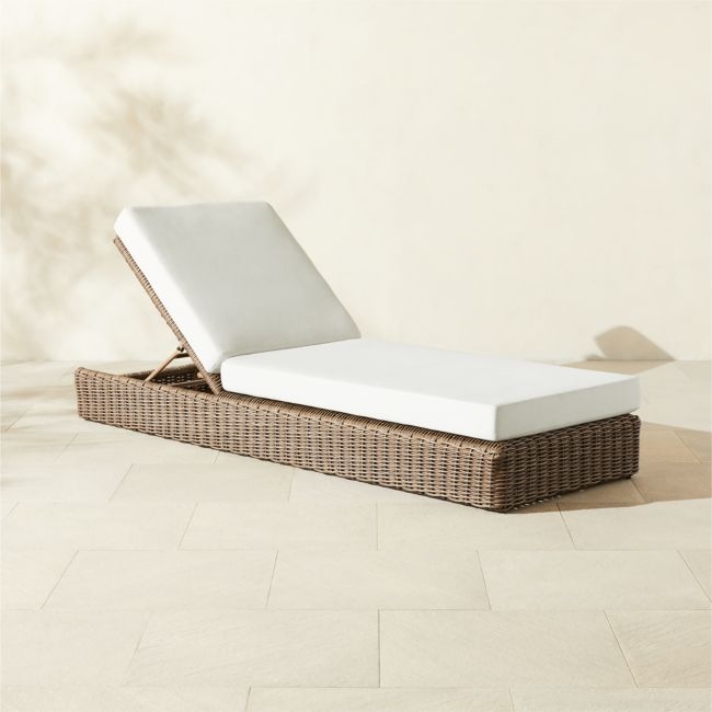 Maylin All-Weather Rattan Outdoor Sun Lounger with Warm White Sunbrella® Cushions - Image 0