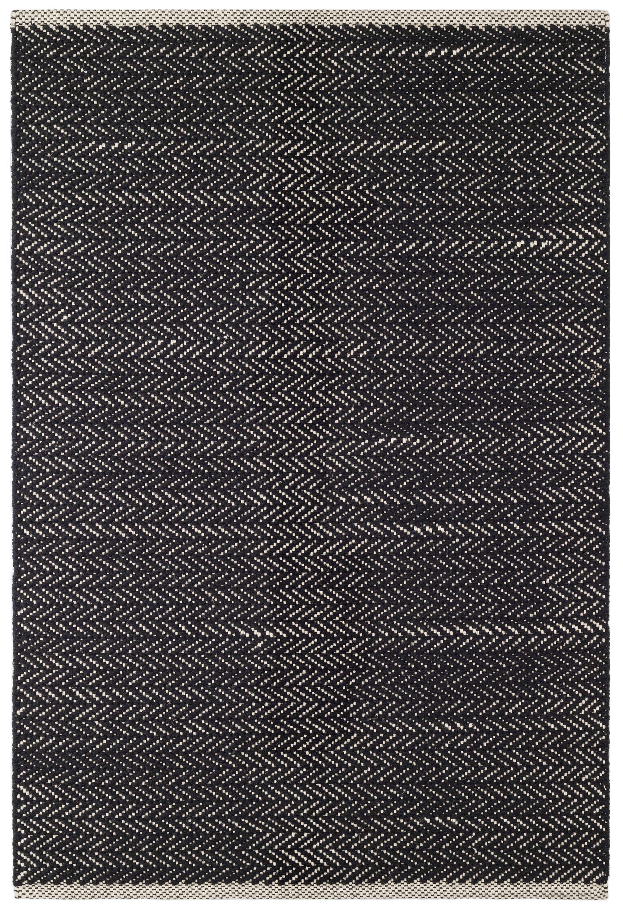 Herringbone Black Handwoven Cotton Rug - Image 0