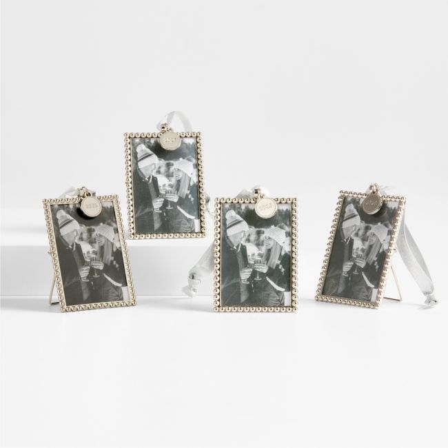 Silver Dot Frame 2025 Christmas Tree Ornament, Set of 4 - Image 0