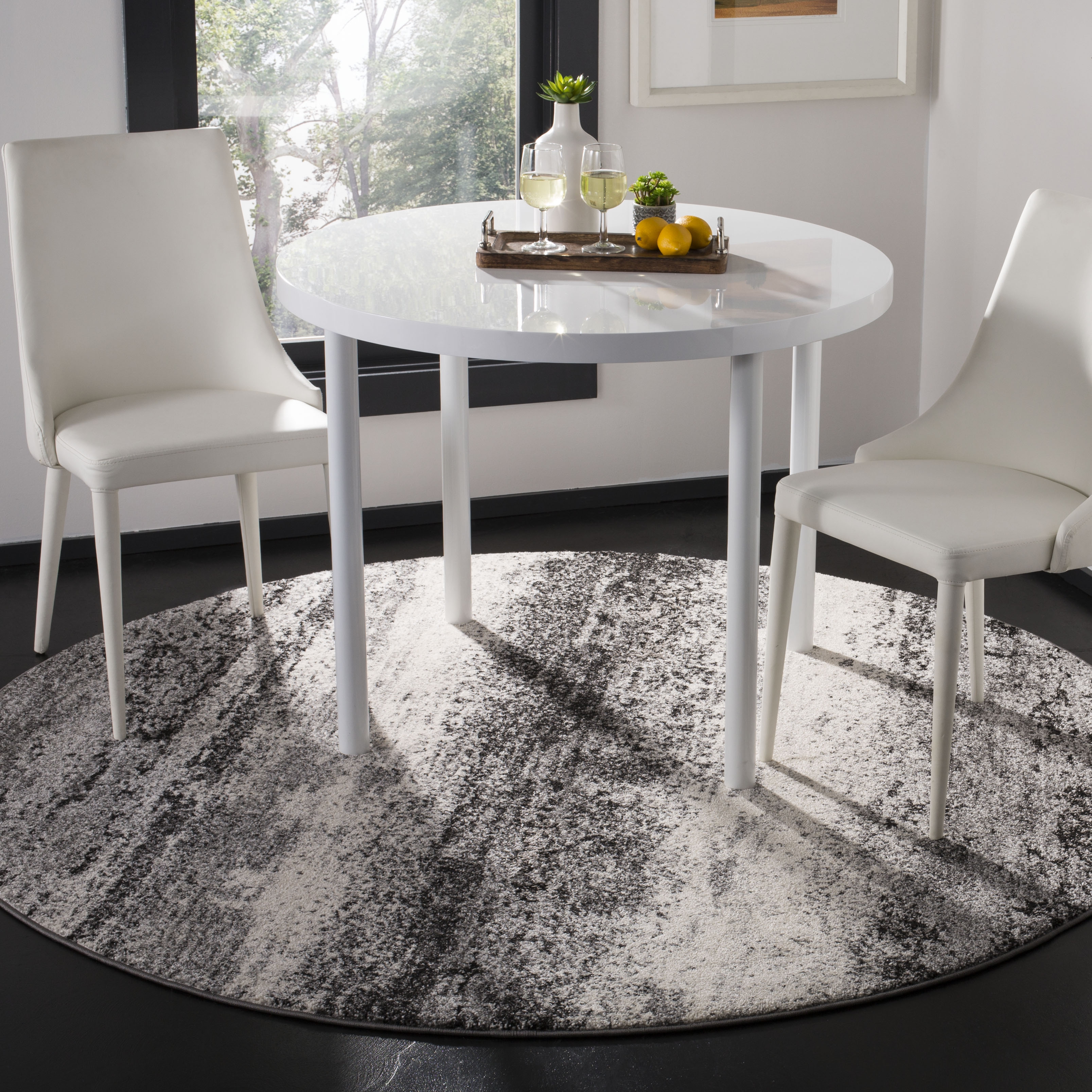 Arlo Home Woven Area Rug, SPR122H, Charcoal/Light Grey,  6' 7" X 6' 7" Round - Image 1