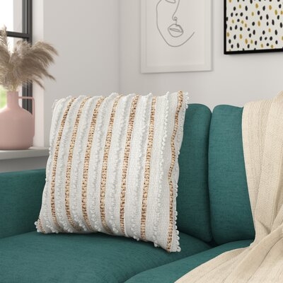 Kayli Throw Pillow Cover & Insert, Ivory, 20" x 20" - Image 1