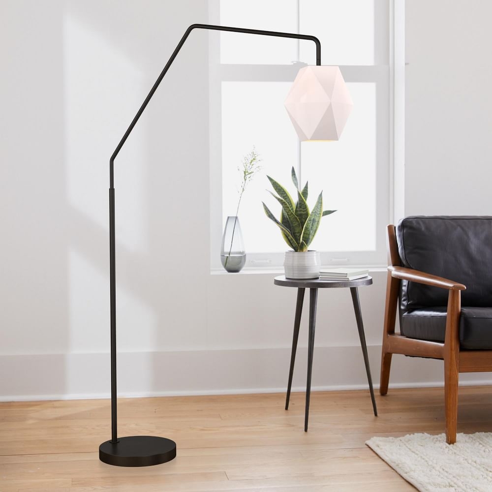 SCULPTURAL OVERARCHING FLOOR LAMP: FACETED SMALL: MILK:DARK BRONZE:11.5" - Image 0