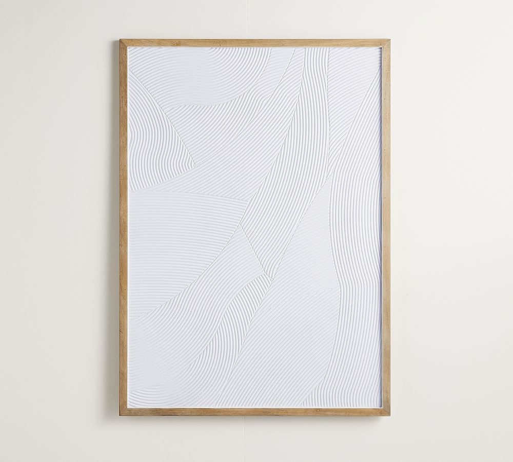 White Waves Plaster Textured Wall Art, White, 33"X46" - Image 0