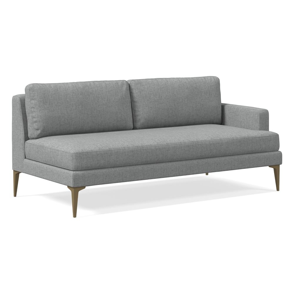 Andes Petite Right Arm 2.5 Seater Sofa, Poly, Performance Coastal Linen, Anchor Gray, Blackened Brass - Image 0