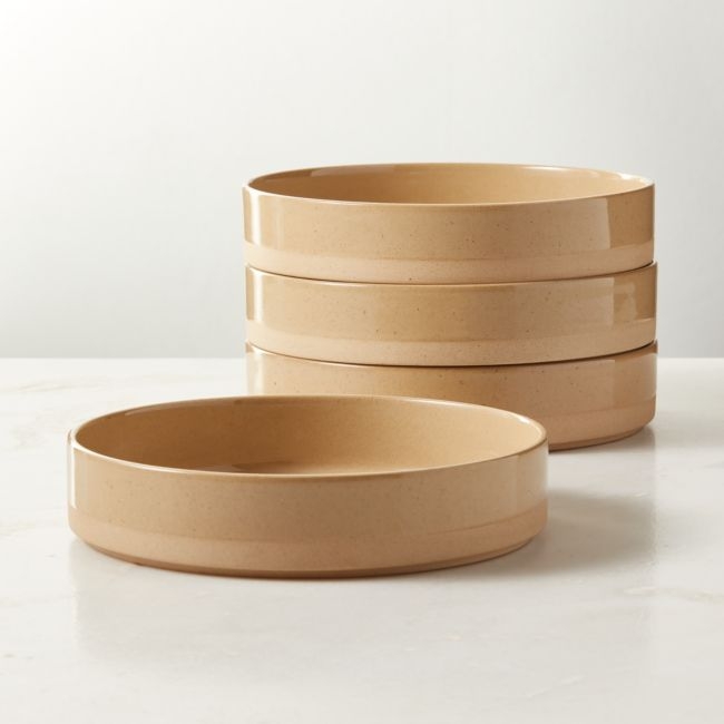 Darra Natural Recycled Stoneware Pasta Bowls Set of 4 - Image 0
