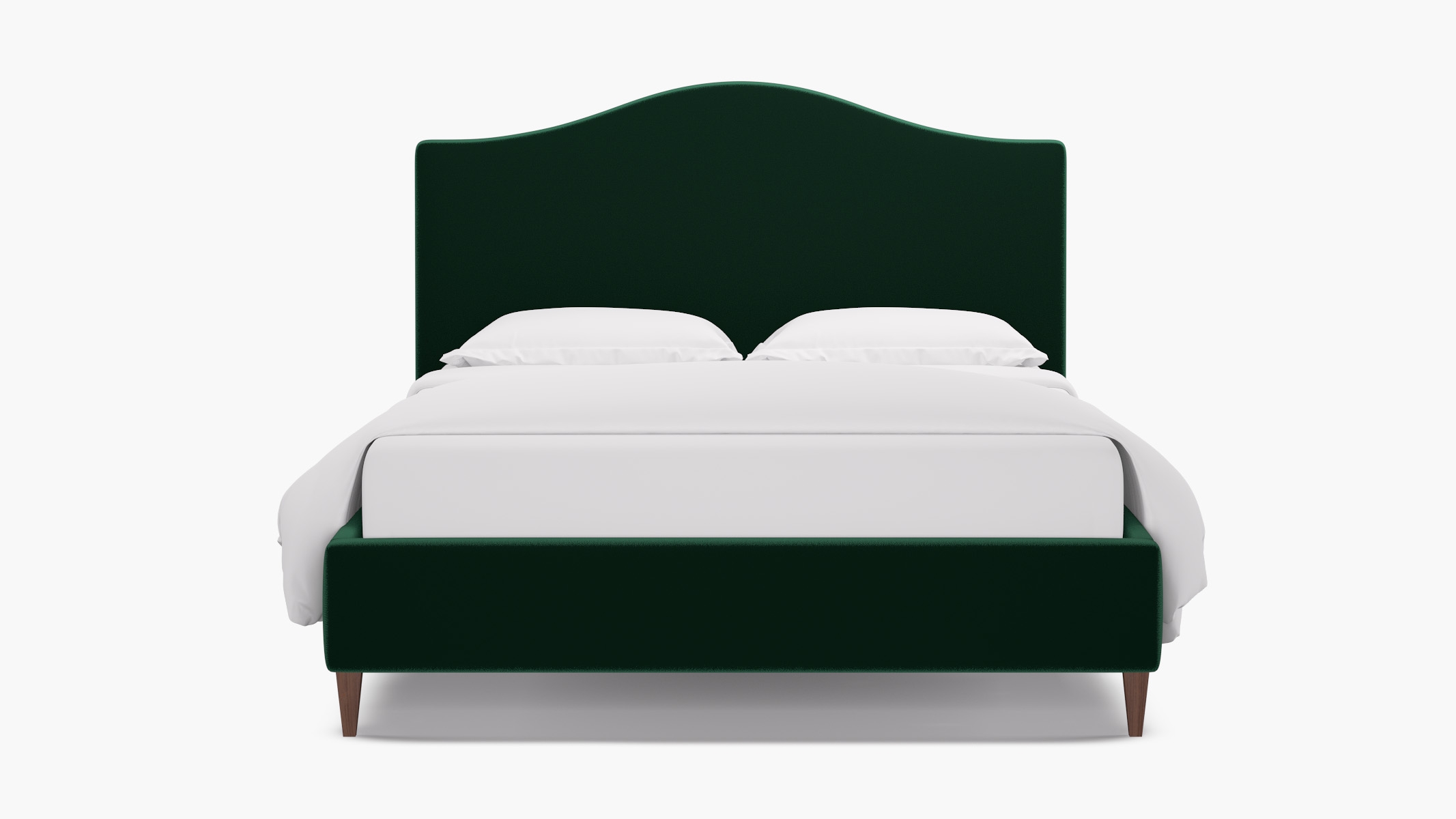 Camelback Bed, Spruce Performance Plush Velvet, Walnut Square Tapered Leg, Twin - Image 0