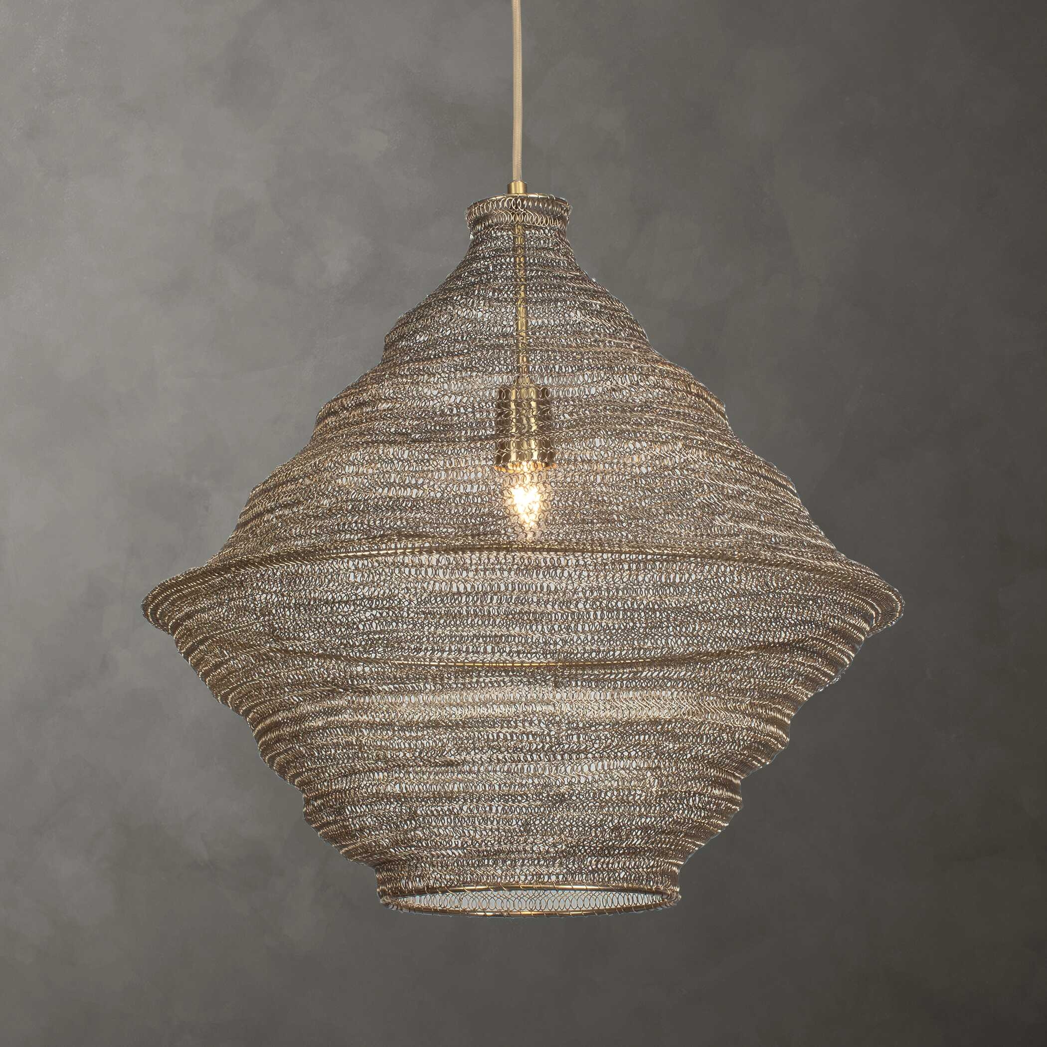 Sigh Woven Brass 1 Light Pendant - Image 1