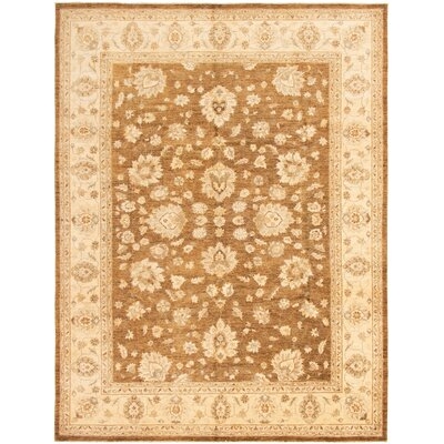 One-of-a-Kind Cearra Hand-Knotted 2010s Ushak Gold/Brown 9' x 11'10" Wool Area Rug - Image 0