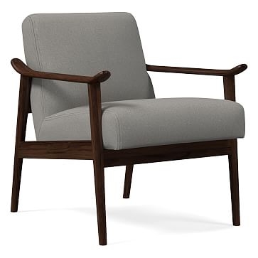 Midcentury Show Wood Chair, Poly, Performance Washed Canvas, Storm Gray, Espresso - Image 0