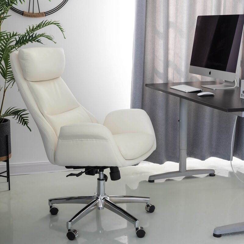 Harkness Ergonomic Faux Leather Executive Chair, Cream - Image 9