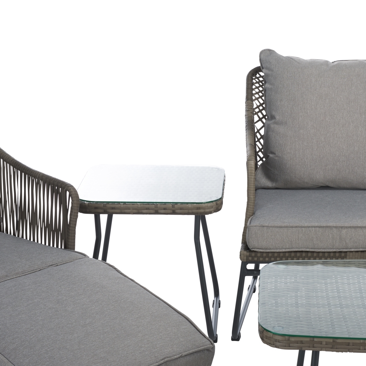 Indoor-Outdoor Lonra 7 Pc Lounger Set - Grey/Grey - Safavieh - Image 3