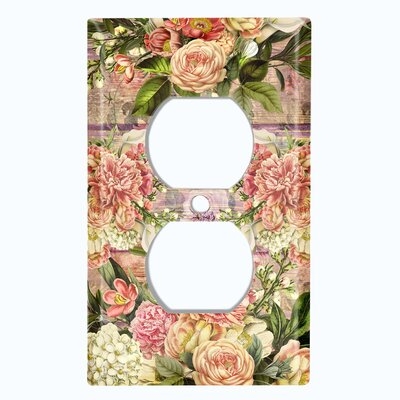 Metal Light Switch Plate Outlet Cover (Rose Wooden Fence - Single Duplex) - Image 0
