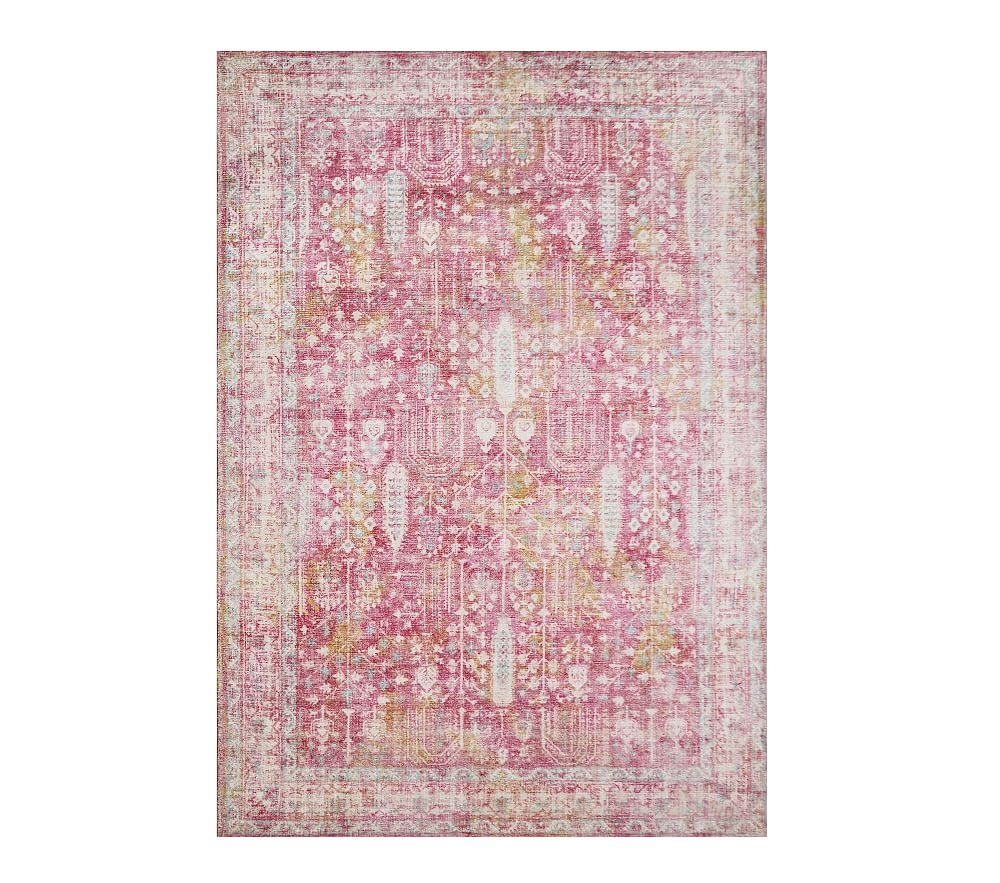 Ids Neo Persian Border Rug, 5x8 Feet, Bright Pink - Image 0