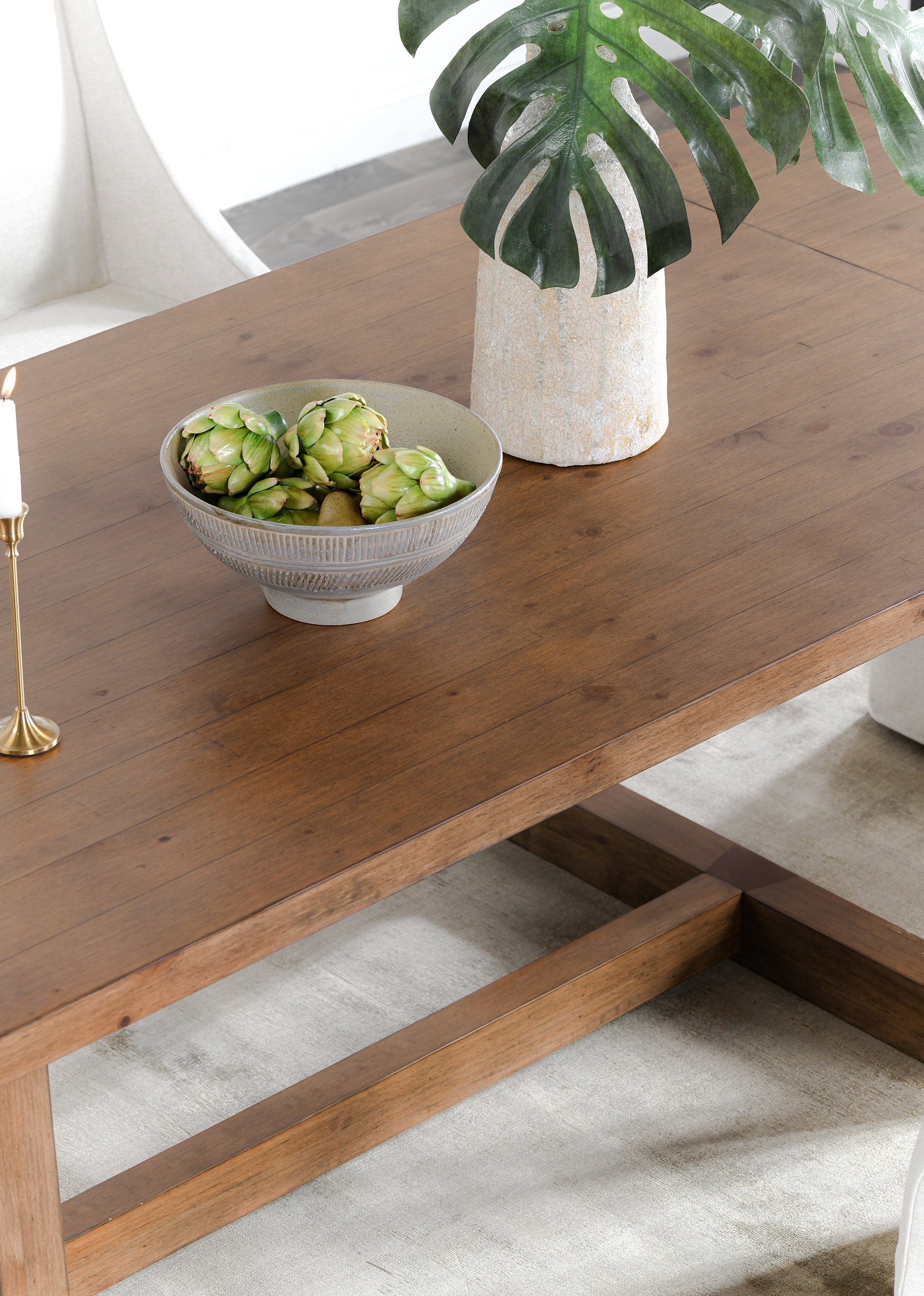 Lyra Pine Wood 80-110" Ext Dining Table Smoke Brown - Image 8