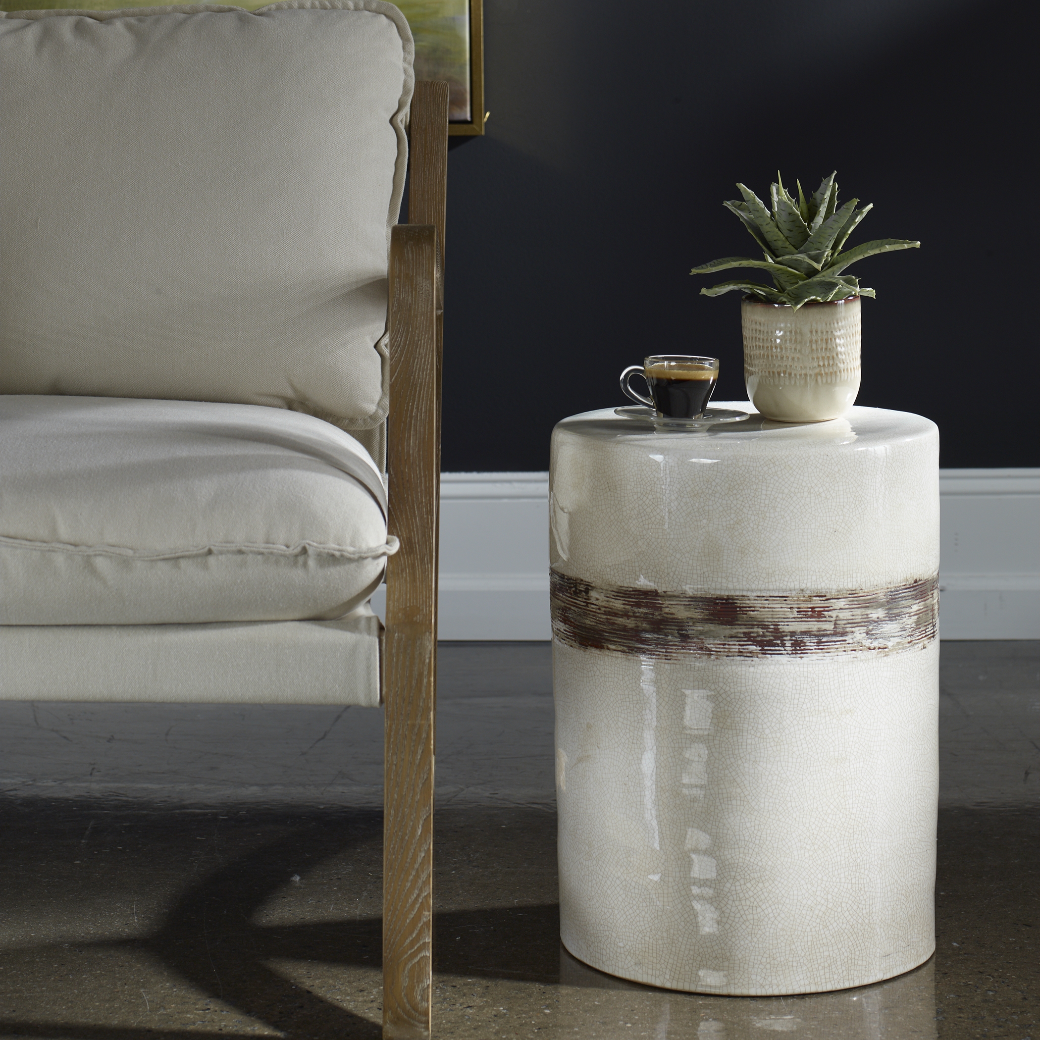 Comanche White Ceramic Garden Stool - Image 1