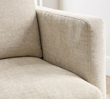 Menlo Upholstered Swivel Armchair, Polyester Wrapped Cushions, Performance Heathered Tweed Indigo - Image 2