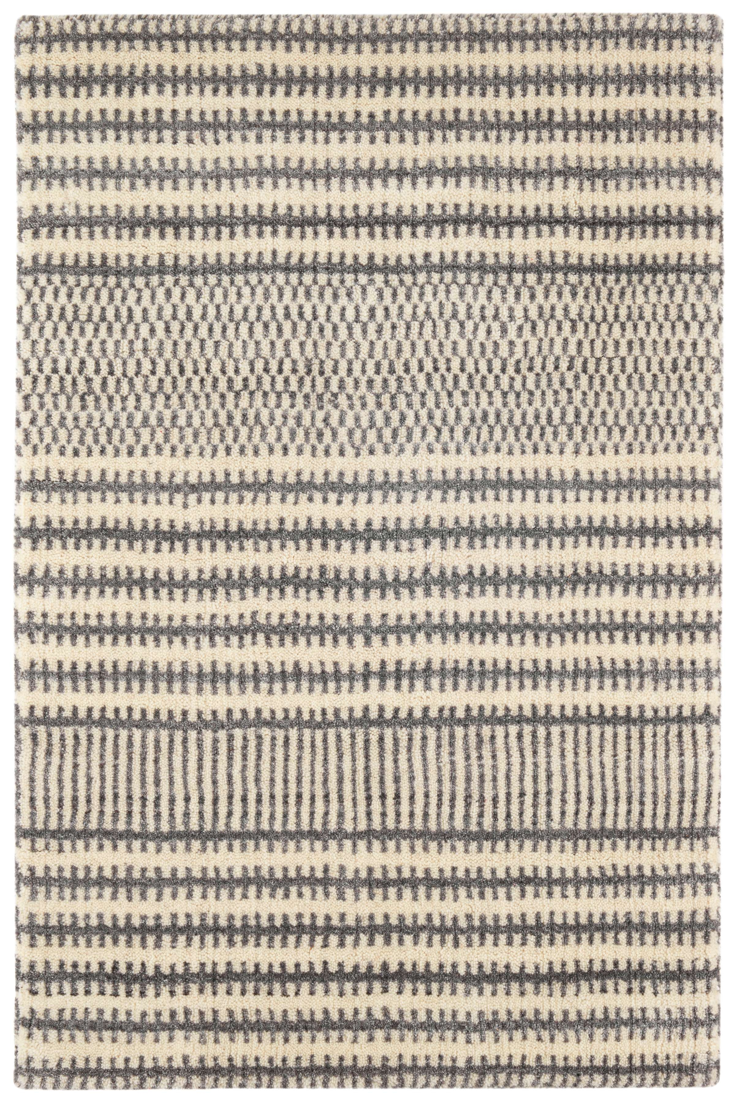 Tracks Grey Hand Loom Knotted Wool Rug - Image 0