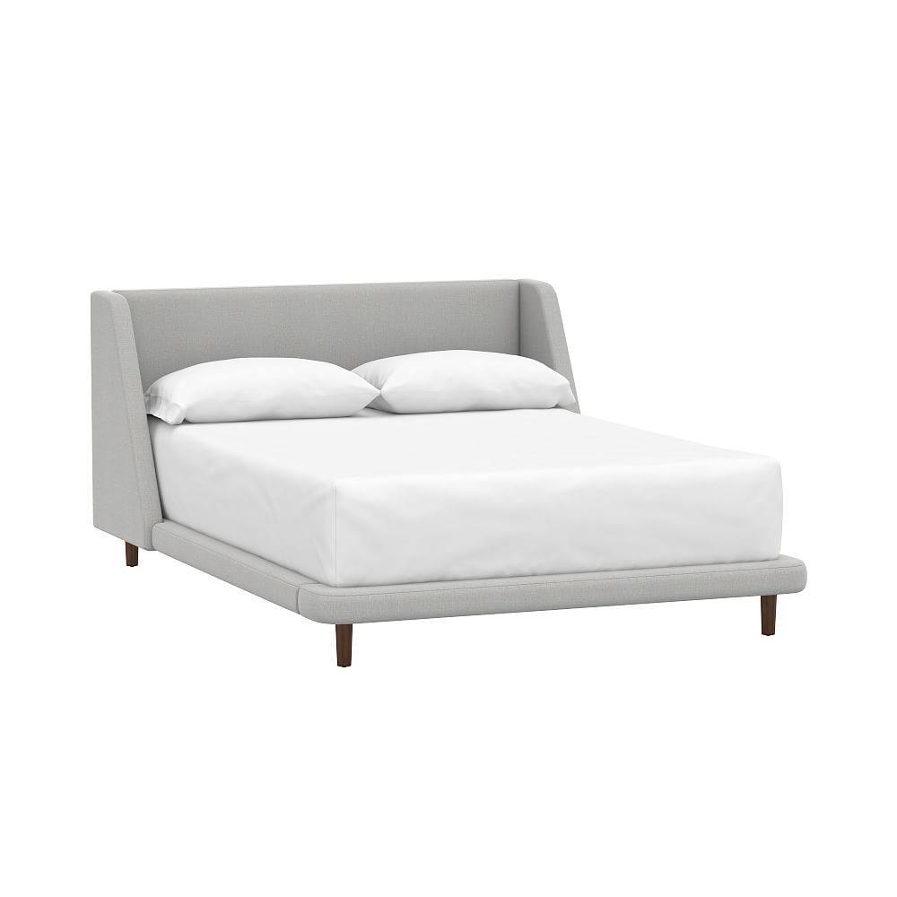 Mod Wingback Platform Upholstered Bed, Full, Chenille Washed Light Gray - Image 0