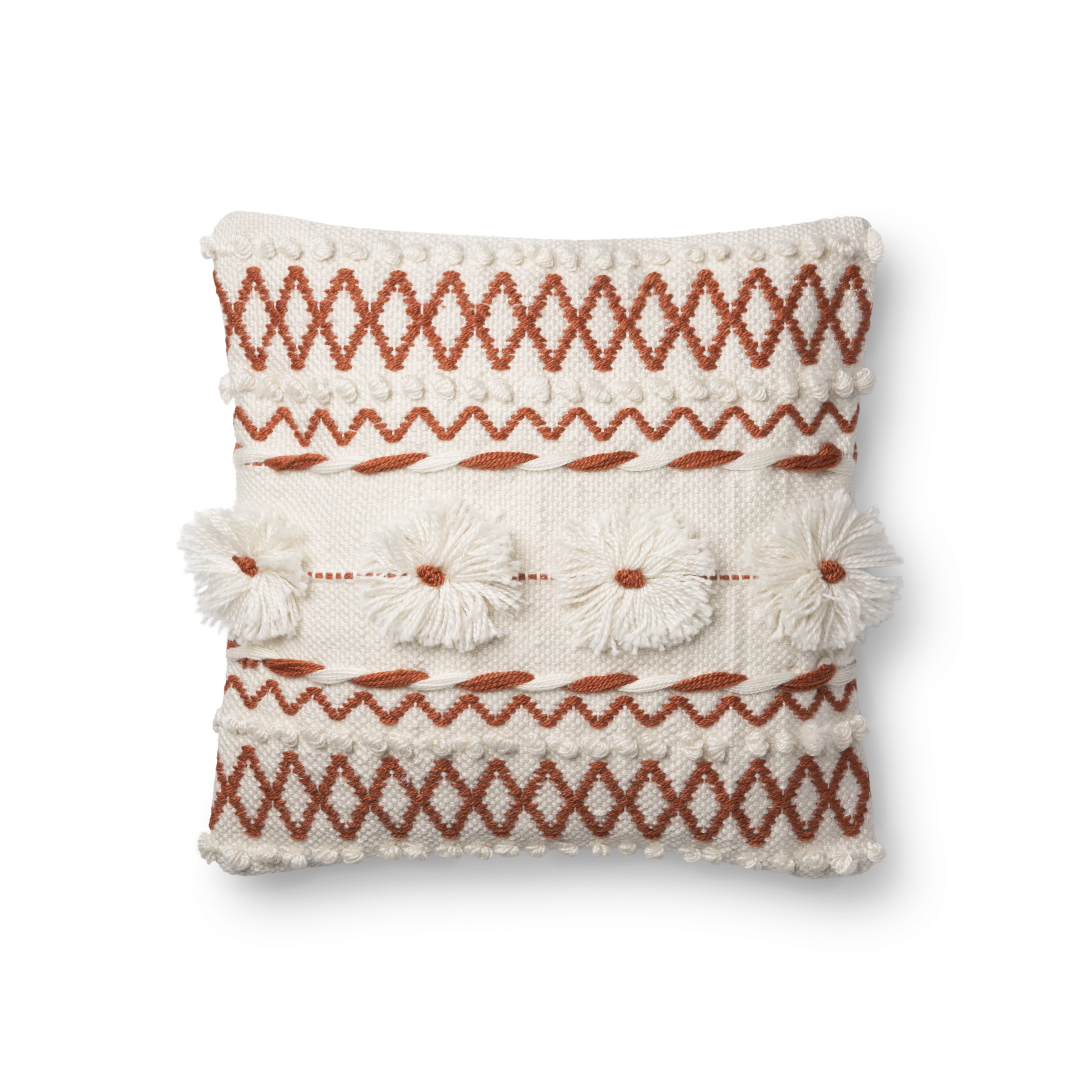 Loloi PILLOWS P0729 Natural / Rust 18" x 18" Cover Only - Image 0