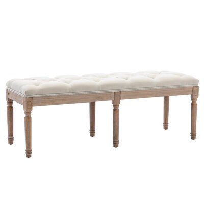 Rectangular French Style Fabric Bench, Tufted Wooden Bench For Entryway/Bedroom - Image 0