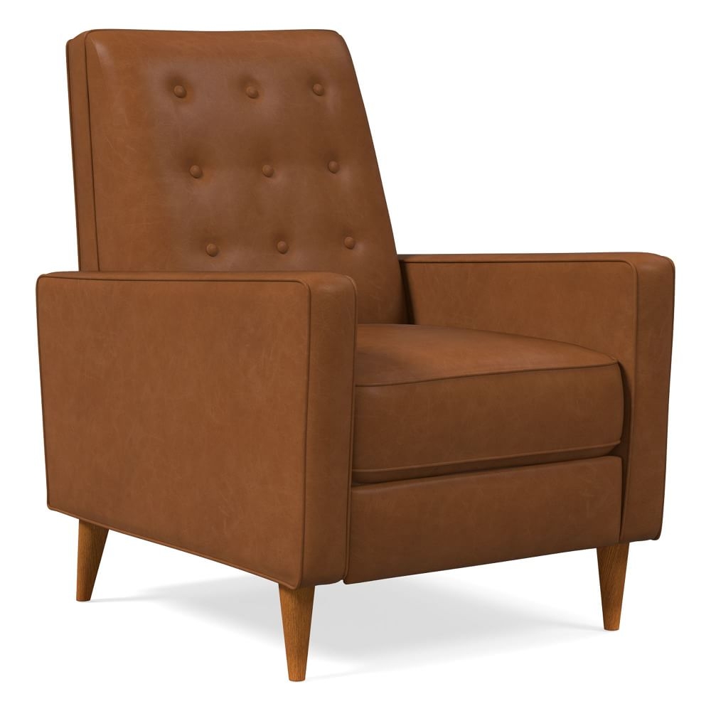Rhys MidCentury Recliner, Poly, Ludlow Leather, Mace, Pecan - Image 0