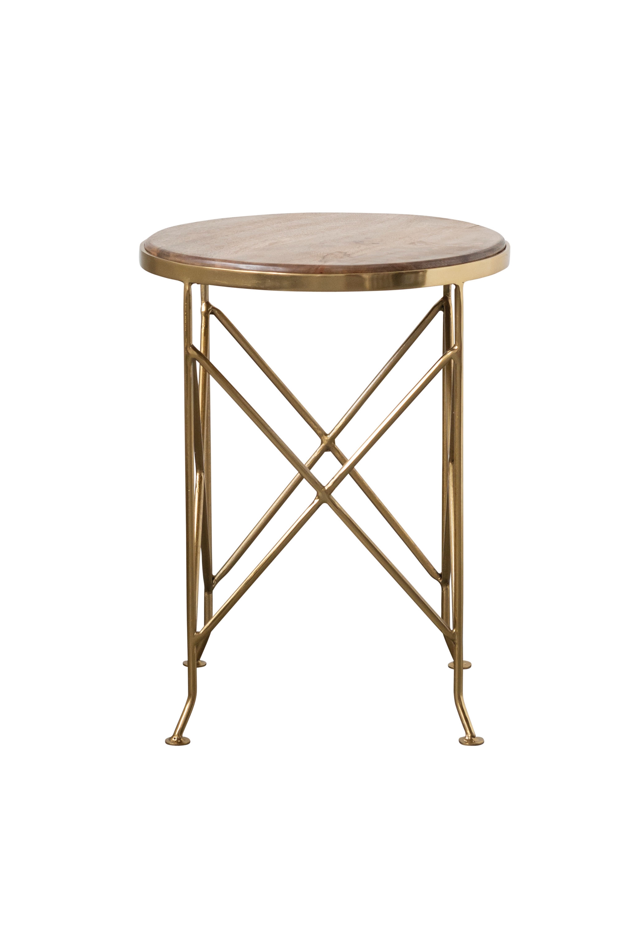 Brown Mango Wood Side Table with Gold Metal Legs - Image 0