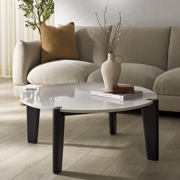 Garcia Marble Top Coffee Table - Black/White - Image 1