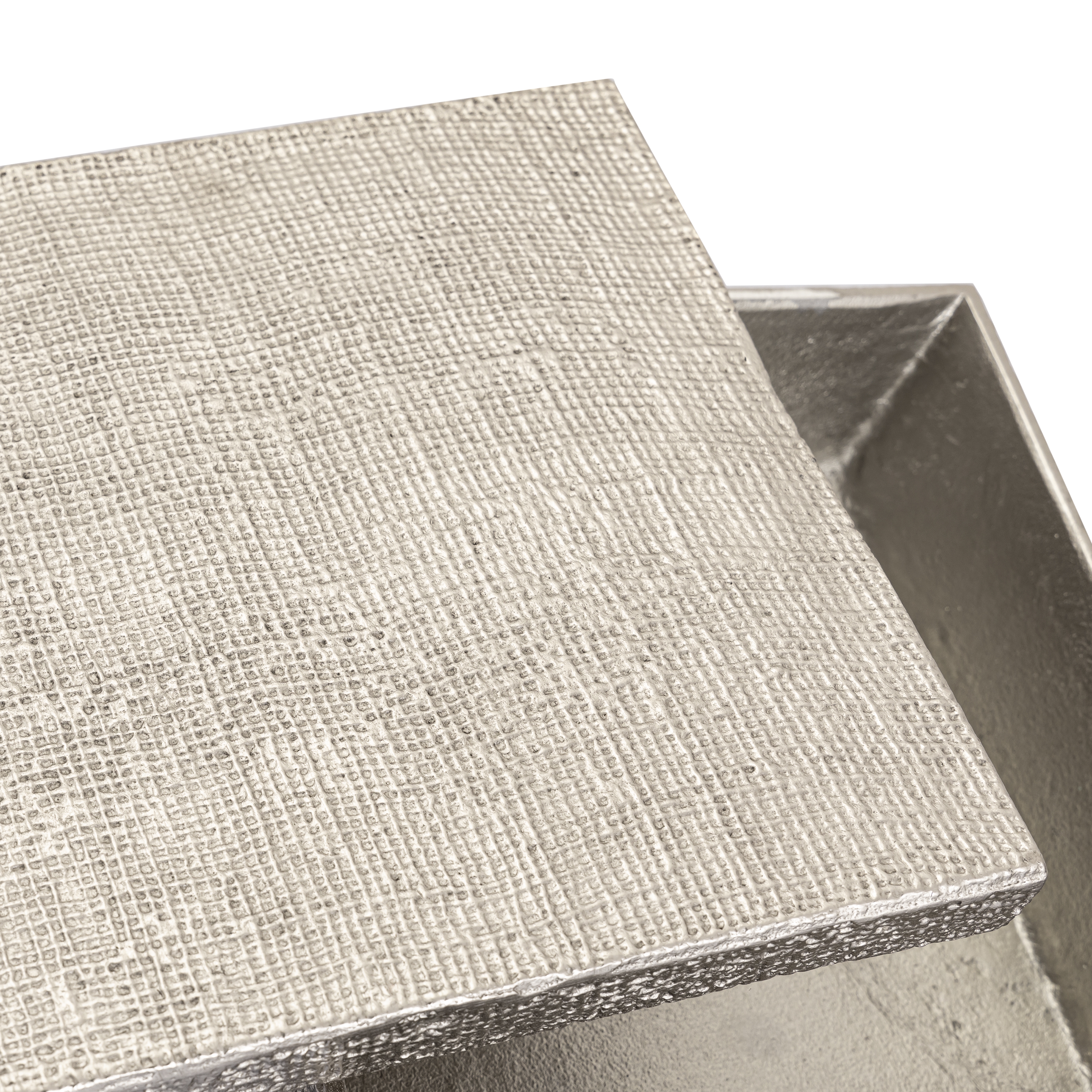 Square Linen Texture Box - Small Nickel - Image 5