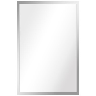 36 In. X 24 In. Contempo Rectangle Polished Silver Stainless Steel Framed Wall Mirror - Image 0