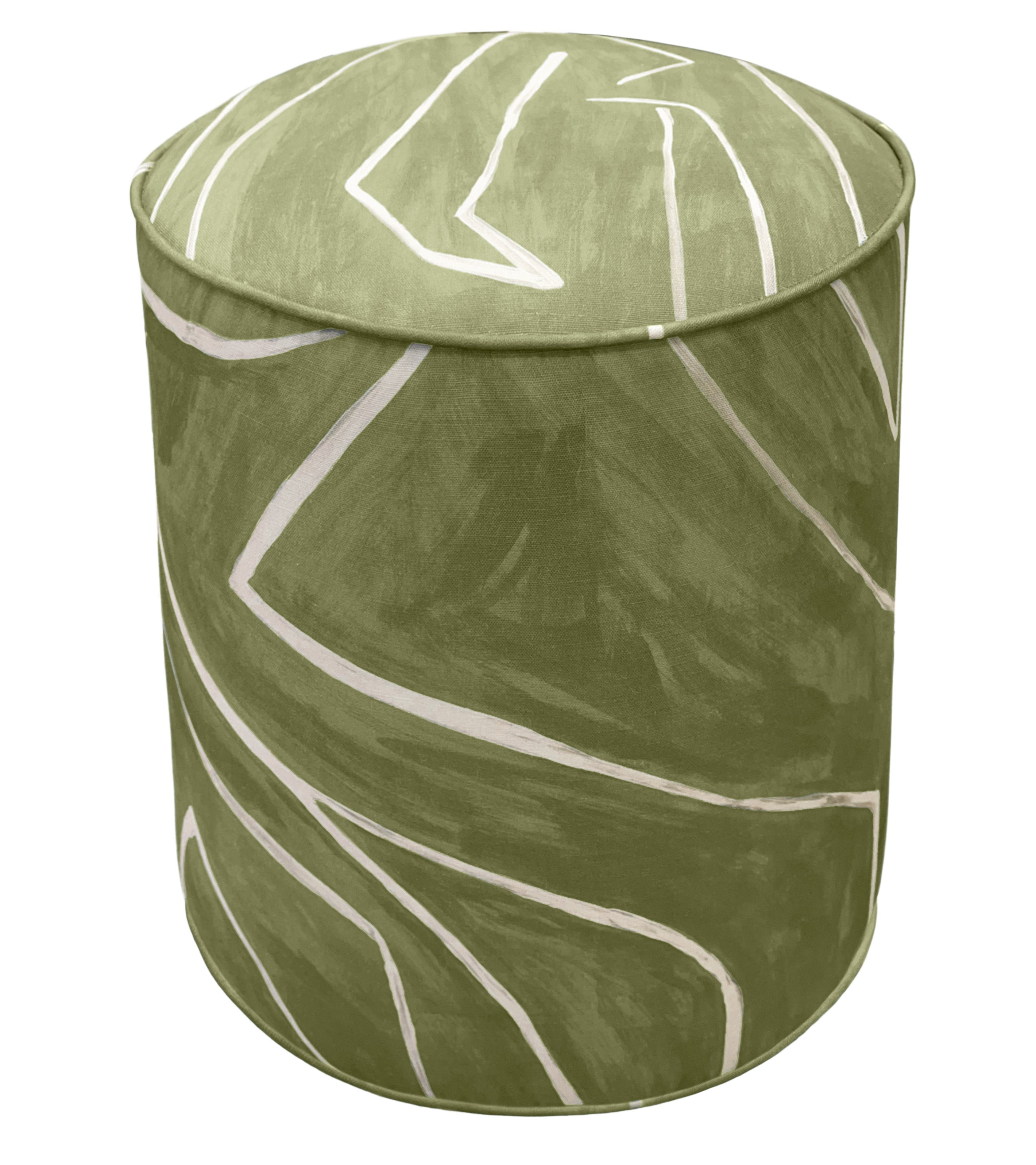 THE TIGHT ROUND OTTOMAN :: GRAFFITO // FERN - BY THE YARD - Image 0